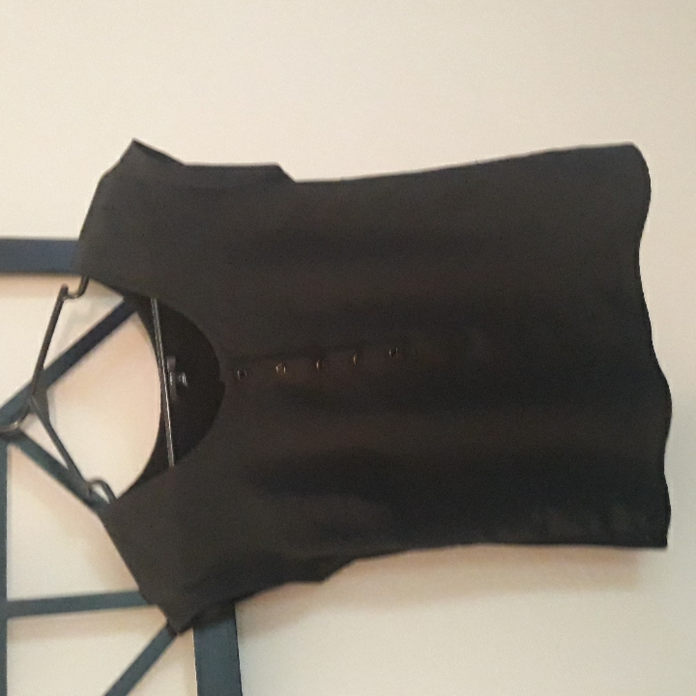 The Limited Black Silk button Cap sleeve Blouse